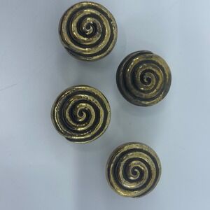 Set of 4 Antique Brass Spiral Swirl Drawer Knobs Cabinet Pulls Hardware